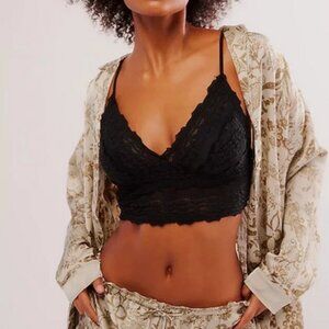 Free People Intimately FP Amina Longline Bralette Black Top S